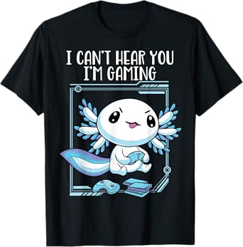 Gamer Axolotl Shirt Gamesolotl Fish Gaming Video Gamer Anime T-Shirt
