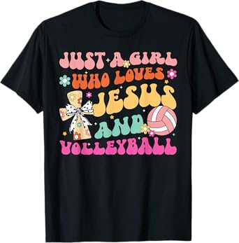Just A Girl Who Loves Jesus And Volleyball Christian Easter T-Shirt