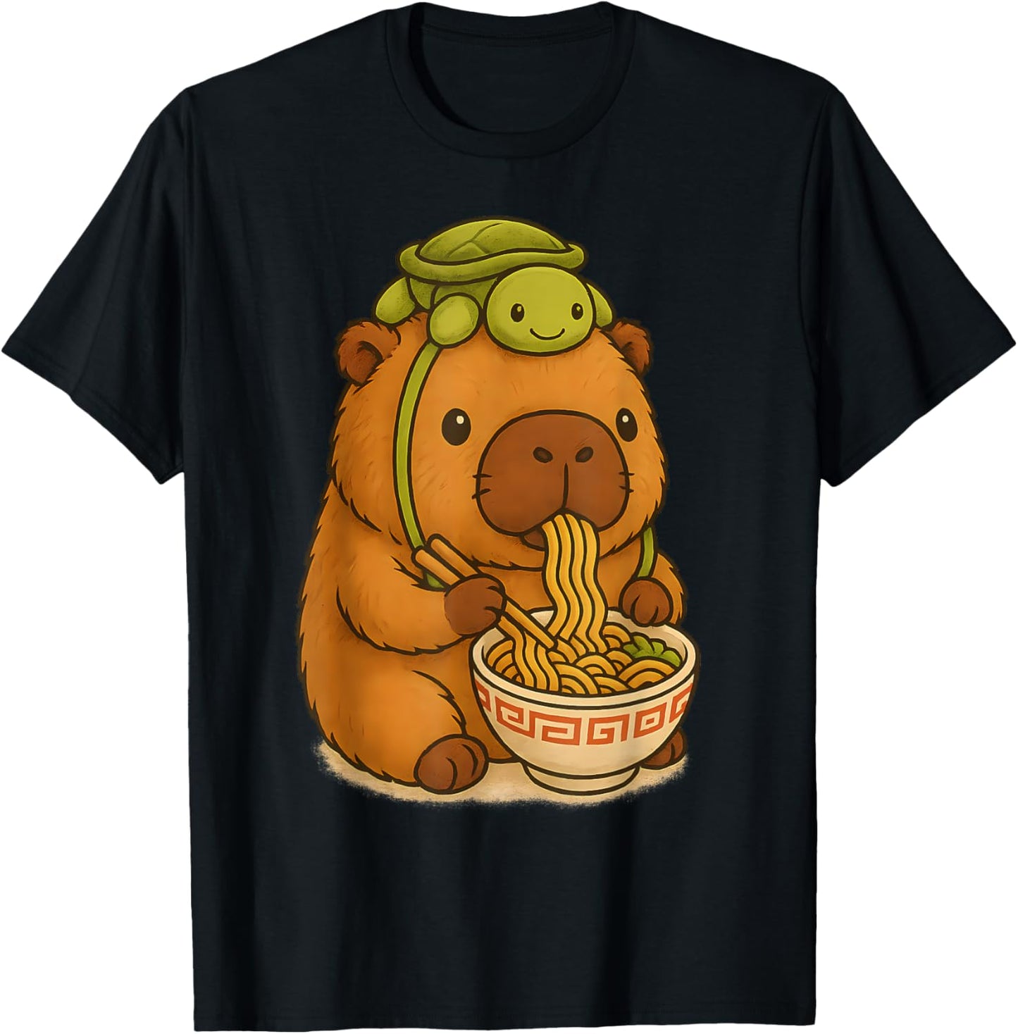 Cute Capybara and Turtle Backpack Ramen Kawaii Capibara Girl T-Shirt