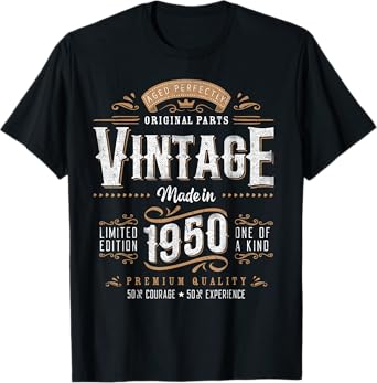 Vintage 1950 75th Birthday Gifts Women Men 75 Year Old T-Shirt