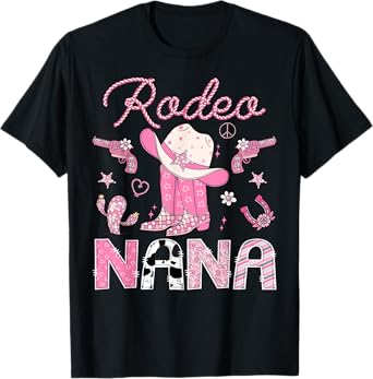 Rodeo Nana 1St Birthday Pink Boots Disco Cowgirl T-Shirt