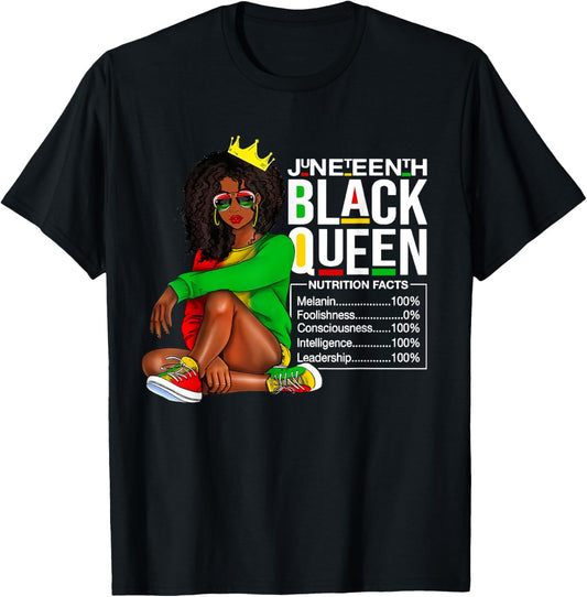 Womens Juneteenth Black Queen Nutritional Facts 4th Of July T-Shirt