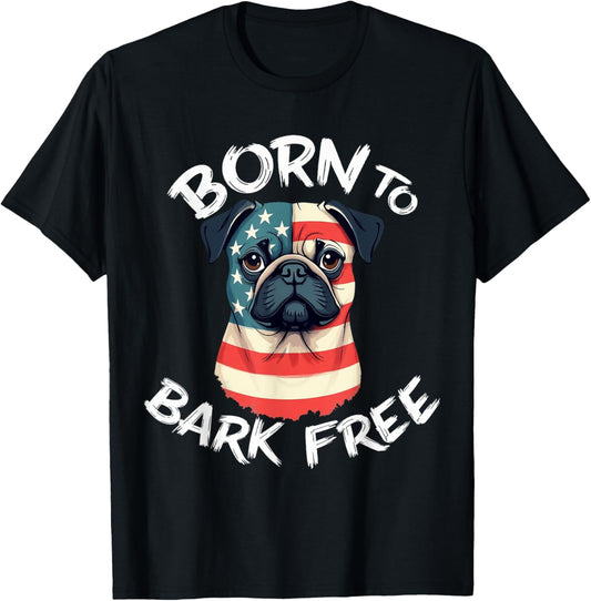 Funny Pug Dog Vintage Pug American Flag T-Shirt
