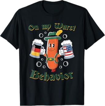Oktoberfest On My Wurst Behavior Funny German Beer Squad T-Shirt