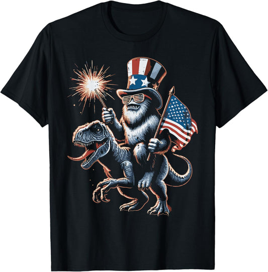 4th Of July Bigfoot Dino Trex American Boys Kids Youth T-Shirt