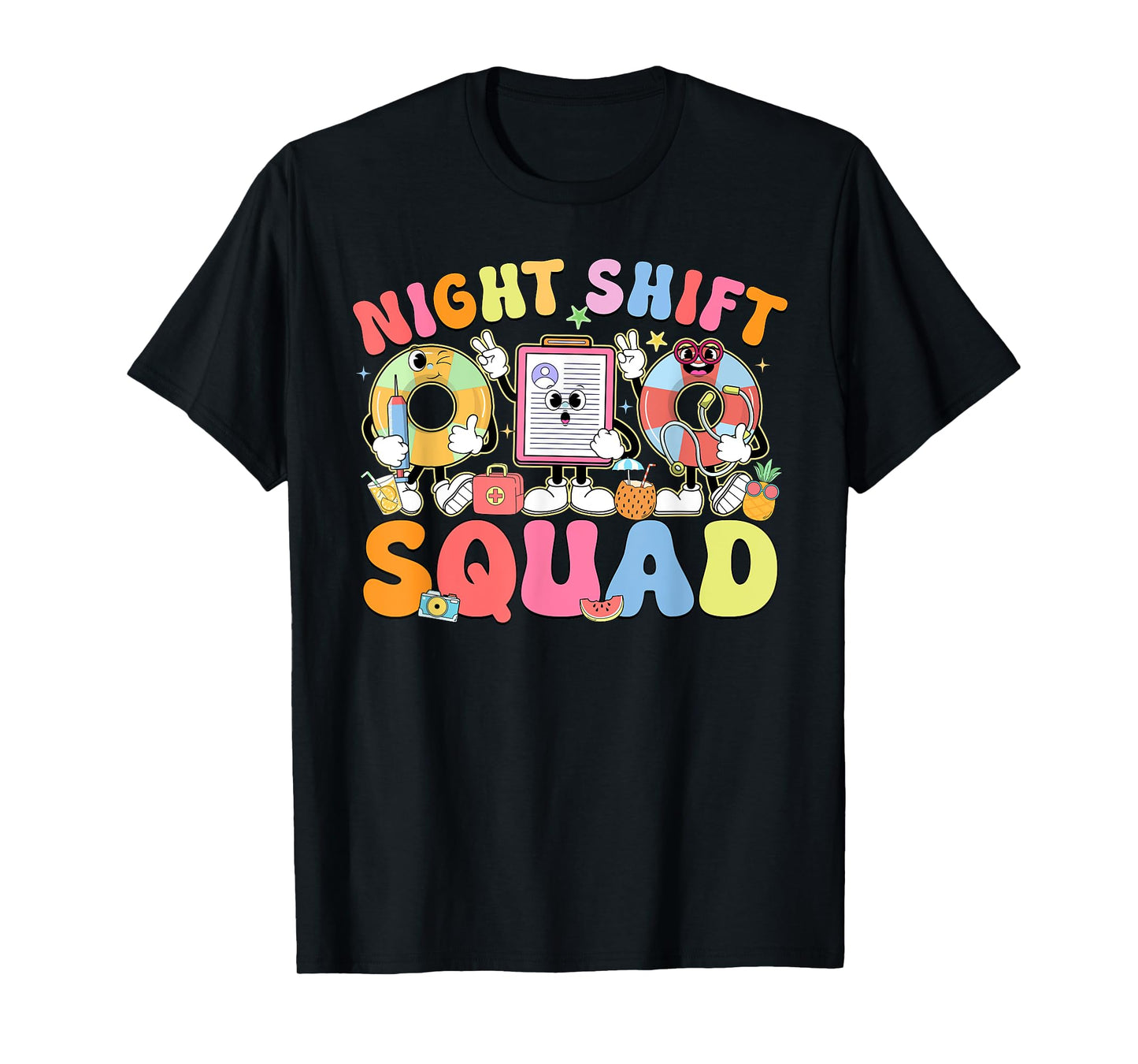Funny Night Shift Squad Summer Vibes ER Nurse Team T-Shirt