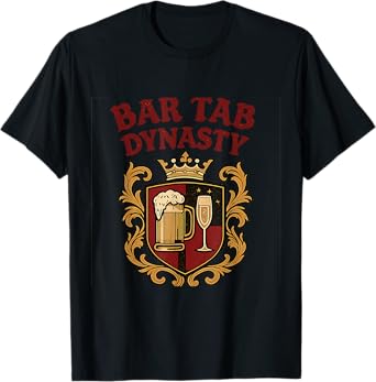 Bar Tab Dynasty Beer Wine Crest Humor Graphic T-Shirt