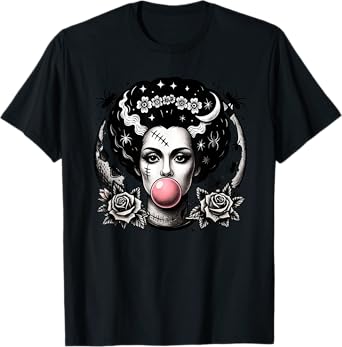 Frankenstein Monster Bride Bubble Gum Funny Halloween T-Shirt