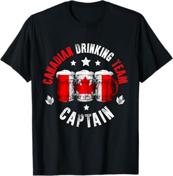Drink Beer Can Canada Flag Funny Drinking Canadian Team T-Shirt