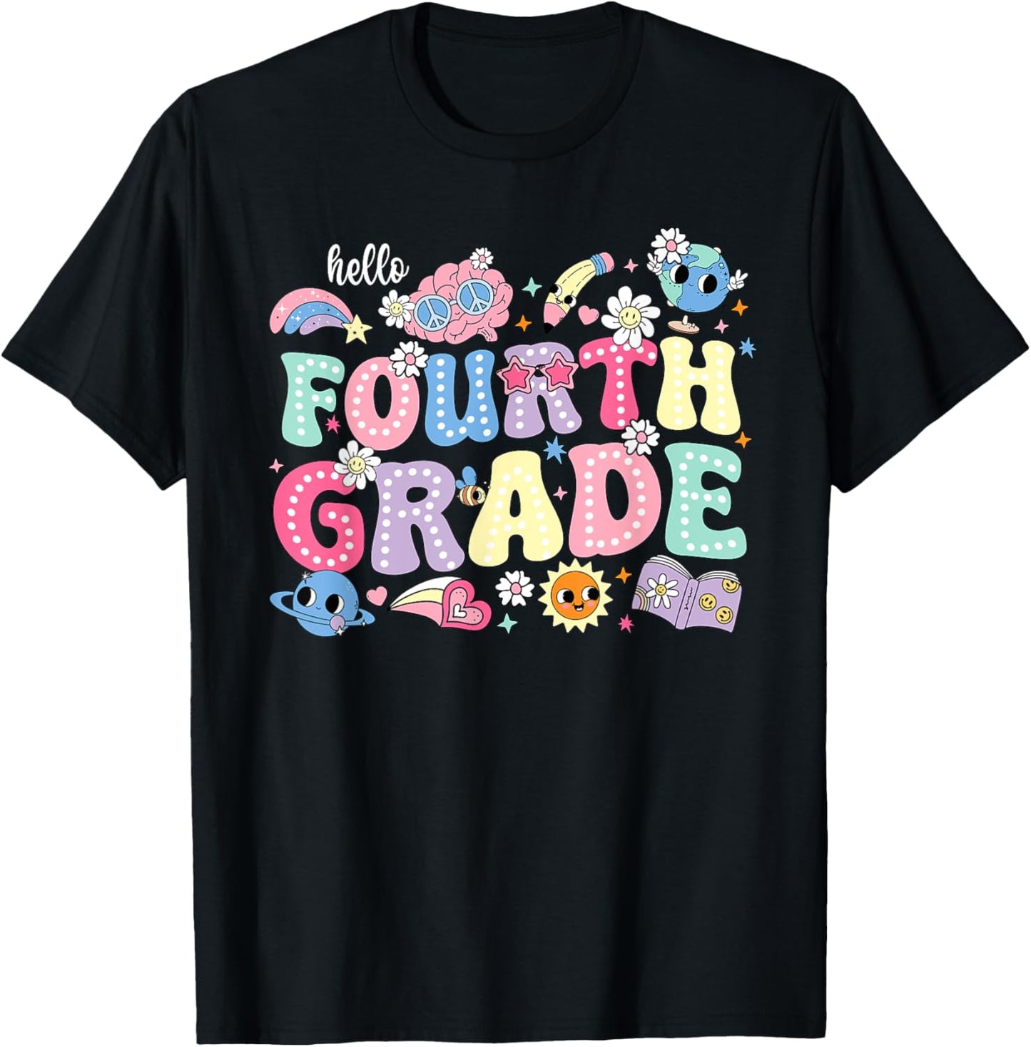 Hello Fourth 4th Grade Back To School Teacher Kids T-shirt by TeeBrew