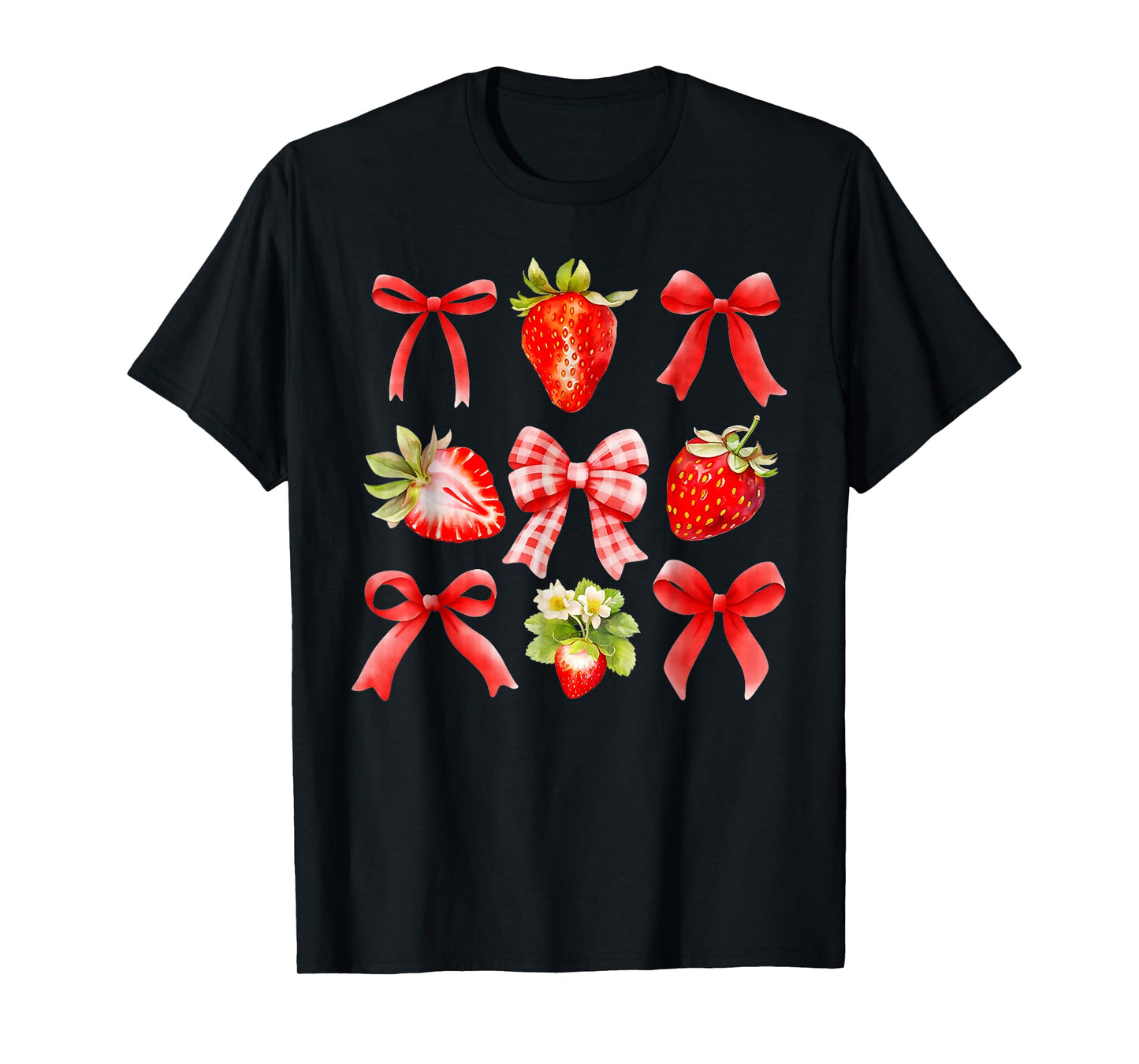 Strawberry Coquette Bow Strawberries Festival Girls Women T-Shirt