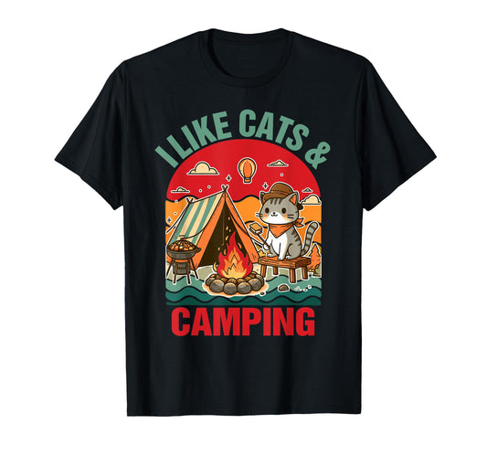 Camper Go Outdoor Cat Lover Cat Mom I Like Cats & Camping T-Shirt