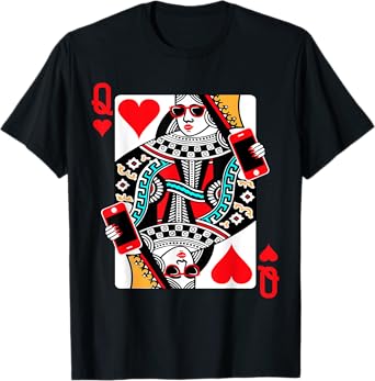 Qween Q of Hearts Funny Womens Girls Blackjack Poker Casino T-Shirt