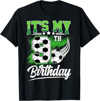 It's My 9th Birthday Boy Soccer Ball 9 Year Old Birthday T-Shirt