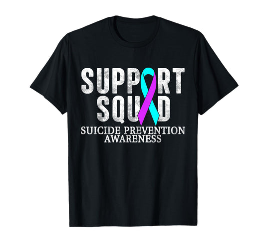 Retro Teal and Purple Ribbon Suicide Prevention Awareness T-Shirt
