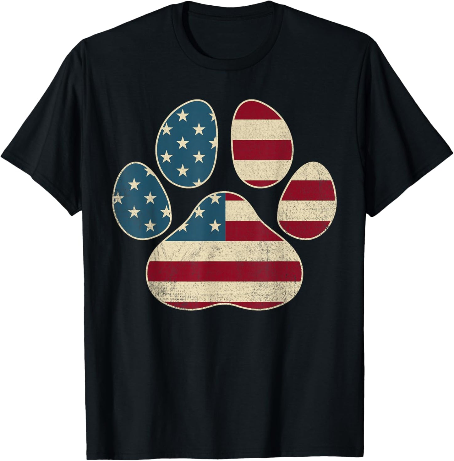 Vintage USA Flag 4th Of July Paw Print Patriotic Dog Lover T-Shirt