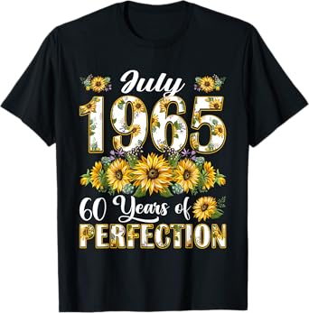 60 Year Old July 1965 Sunflower 60th Birthday Gift Women T-Shirt
