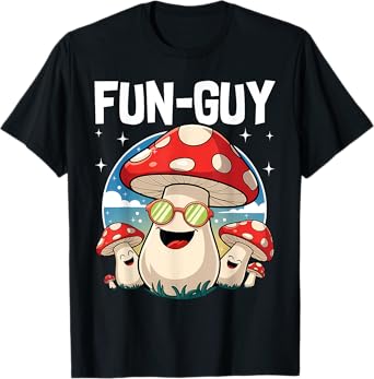 Kids & Toddler Fun Pun 'FUN-GUY' Funny Cute Mushroom Themed T-Shirt