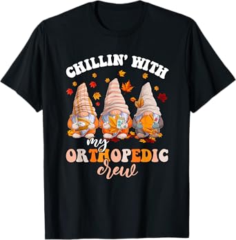 Chillin' With My Gnomies Orthopedic Fall Vibes Autumn Season T-Shirt