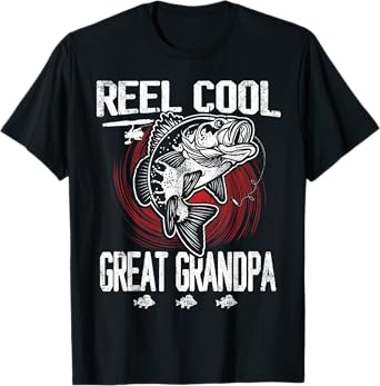 Funny Fathers Day Vintage Fishing Reel Cool Great Grandpa T-Shirt