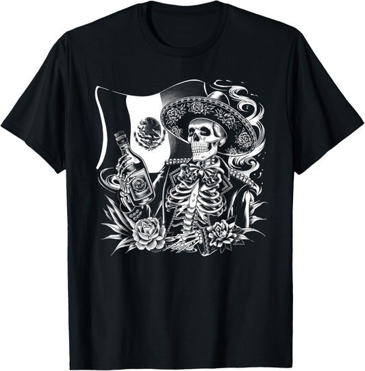 Mexico Vintage Skeleton Tequila Dia De Los Muertos Mexican T-Shirt