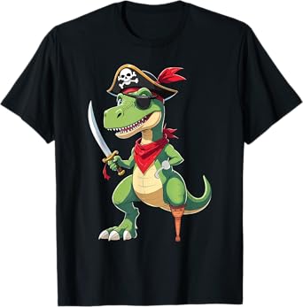 Pirate Dinosaur T Rex Funny Kids Boys Halloween Costume T-Shirt