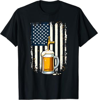 US Flag Craft Brewery Pouring Beer T-Shirt