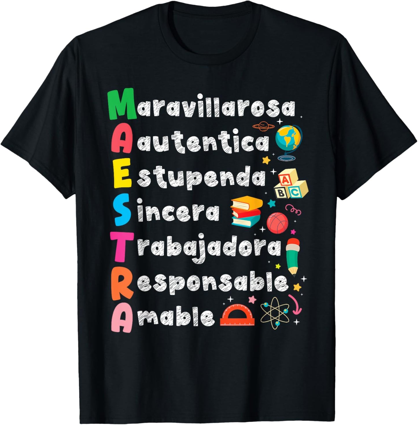 Maestra Acronym Spanish Teacher Back To School Latina T-Shirt