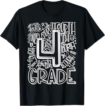4th Grade Typography Team Fourth Grade Back To School T-Shirt