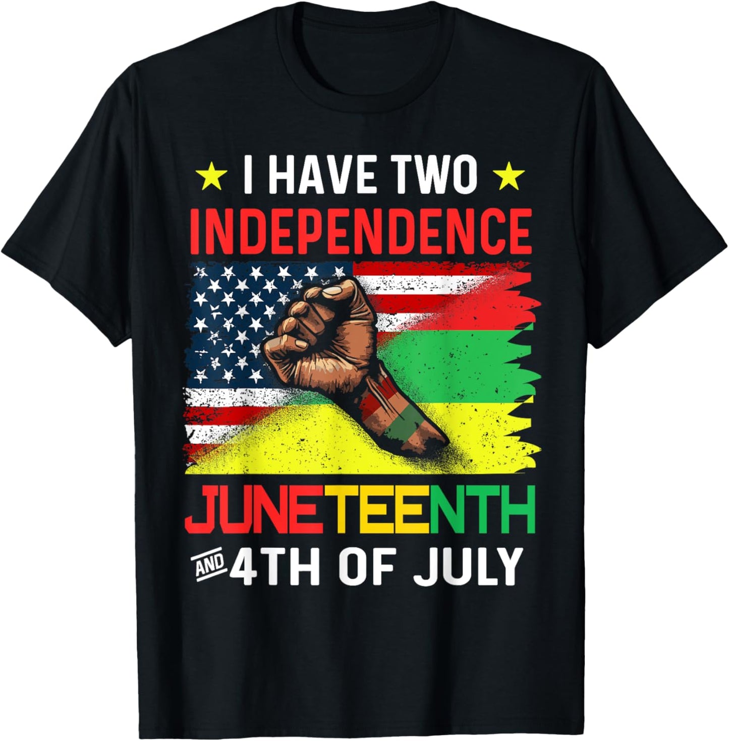 Juneteenth 1865 black African American flag usa 4th of july T-Shirt