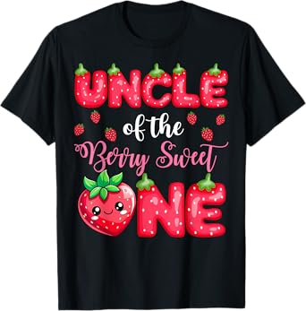 Uncle Of The Berry Sweet One 1St Birthday Strawberry T-Shirt