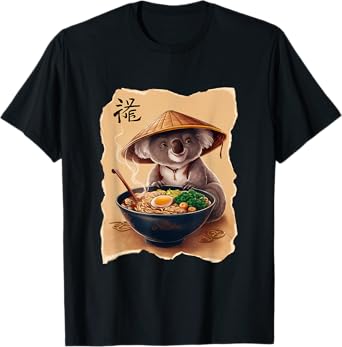 Koala Bear Men Woman Kawaii Eating Ramen Japanese Koala T-Shirt