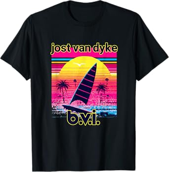Jost Van Dyke Retro 80s Style Souvenir Beach T-Shirt