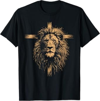 Christian Cross Lion Religious Faith Jesus Pastor T-Shirt