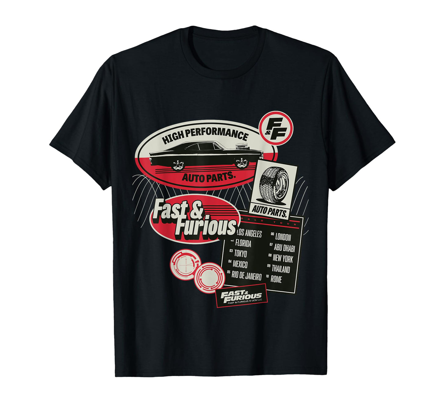 Fast & Furious Movie Merch High Performance Auto Parts T-Shirt