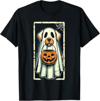 Cute Ghost Dog Men Women Kids Halloween Funny Ghost T-Shirt