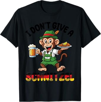Monkey Lederhosen Beer I Don't Give A Schnitzel Oktoberfest T-Shirt