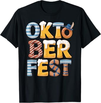 Oktoberfest Beer Pretzel Bavarian Typography Design T-Shirt