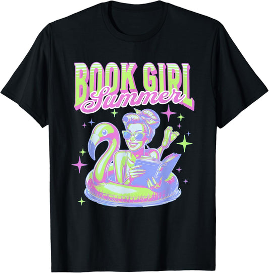 Book Girl Summer Funny Girl Reading Book On Summer Vacation T-Shirt
