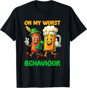 Oktoberfest On My Wurst Behaviour German Beer Sausage Adults T-Shirt