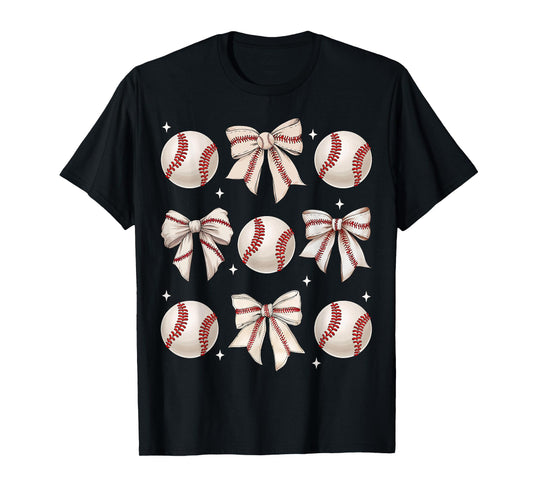Baseball Coquette Bow Baseball Mom Mothers Day Baseball Mama T-Shirt