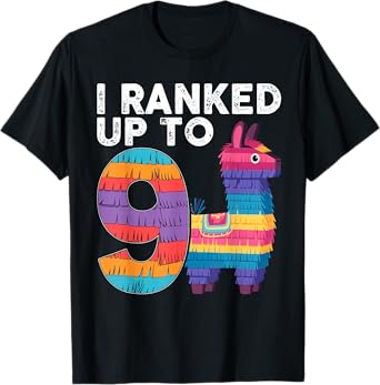 I Ranked Up To 9 Birthday Video Game Llama Piñata Birthday T-Shirt