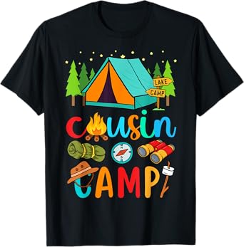 Funny Cousin Camp 2025 Family Vacation Summer Camping Crew T-Shirt