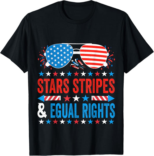 Stars Stripes And Equal Rights 4th Of July Women's Rights T-shirt