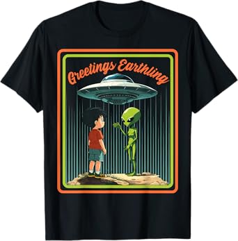 Vintage Child Game Horror, Dark Humor Greetings Earthling T-Shirt