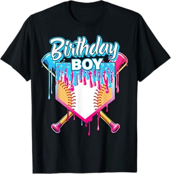 Baseball Drip Birthday Boys Ice Cream Sprinkle Youth T-Shirt