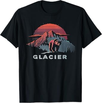 Glacier - US National Park Vintage Men Women Kids Retro T-Shirt