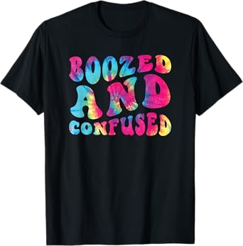 Boozed And Confused Funny Bar Alcohol Drinking Beer Wine T-Shirt
