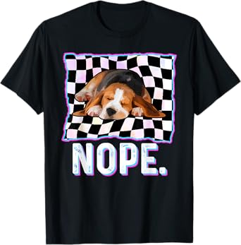 Funny Nope Lazy Beagle Dog Lover Gift Beagle Mom Checkered T-Shirt for Men Women