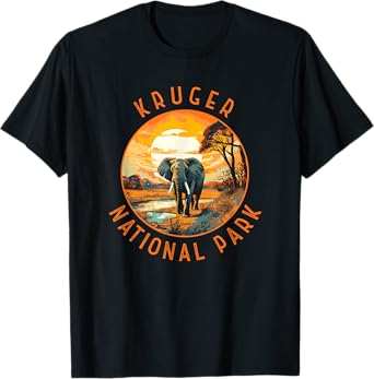 Kruger National Park South Africa Elephant Retro Distressed T-Shirt